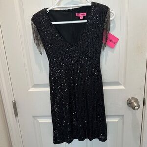 Betsey Johnson Black Sequin Dress